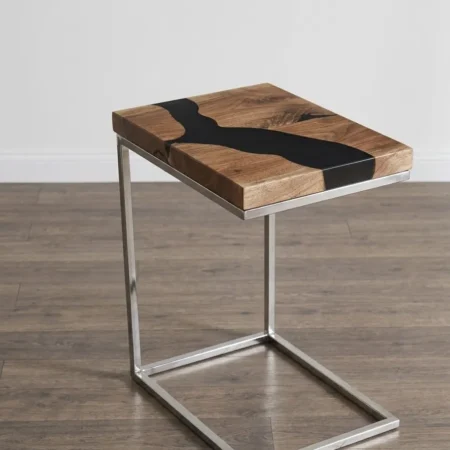 Handmade Black Epoxy Side Table Custom Made End and Corner Table Home Furniture Decor