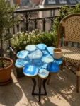 Custom Blue Agate Bistro Coffee Table Top Handmade Countertop Sofa Side Table Luxury Home Furniture Decor