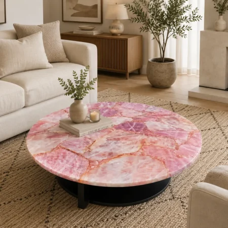 Handmade rose quartz Coffee Table, Rose quartz countertop , sofa table top, handmade table, patio table top, rose quartz countertop