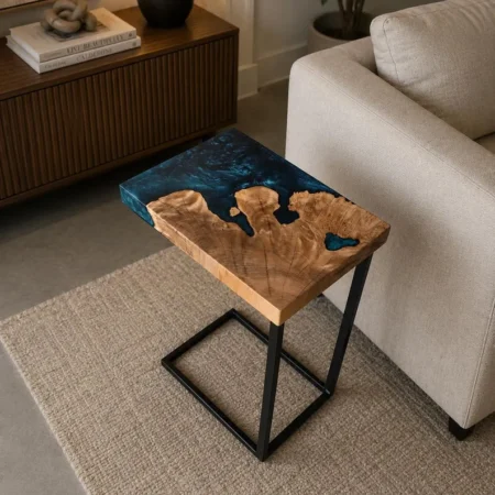River Epoxy End Tabele, Bed SIde Table